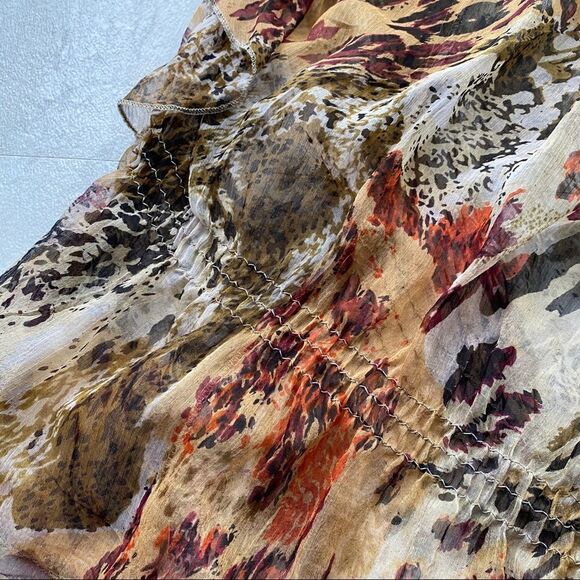 Sheer Leopard and Lace Flutter Sleeve 3X Top - Picture 7 of 8